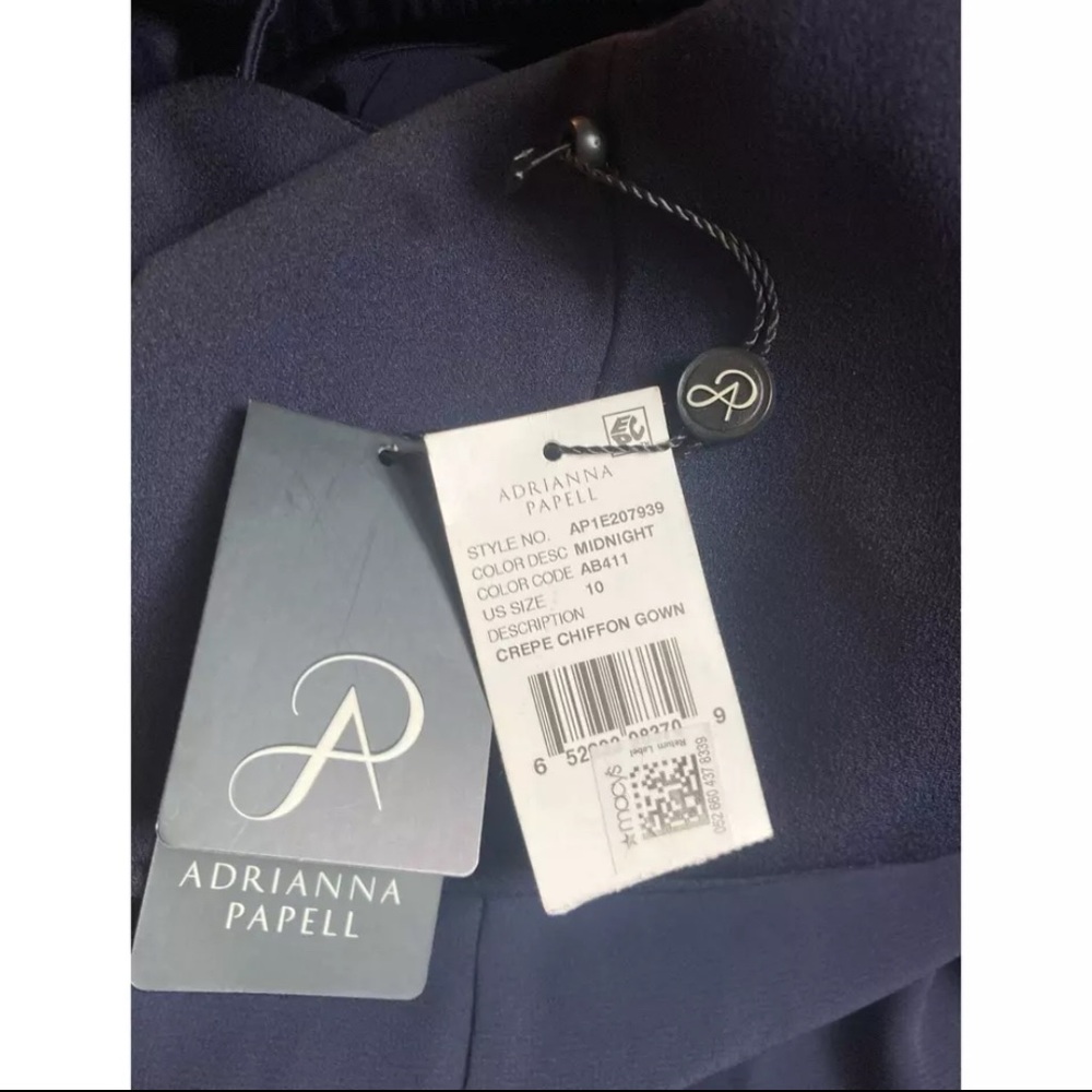 Adrianna Papell Navy Off-Shoulder Gown - NWT - Picture 6 of 12